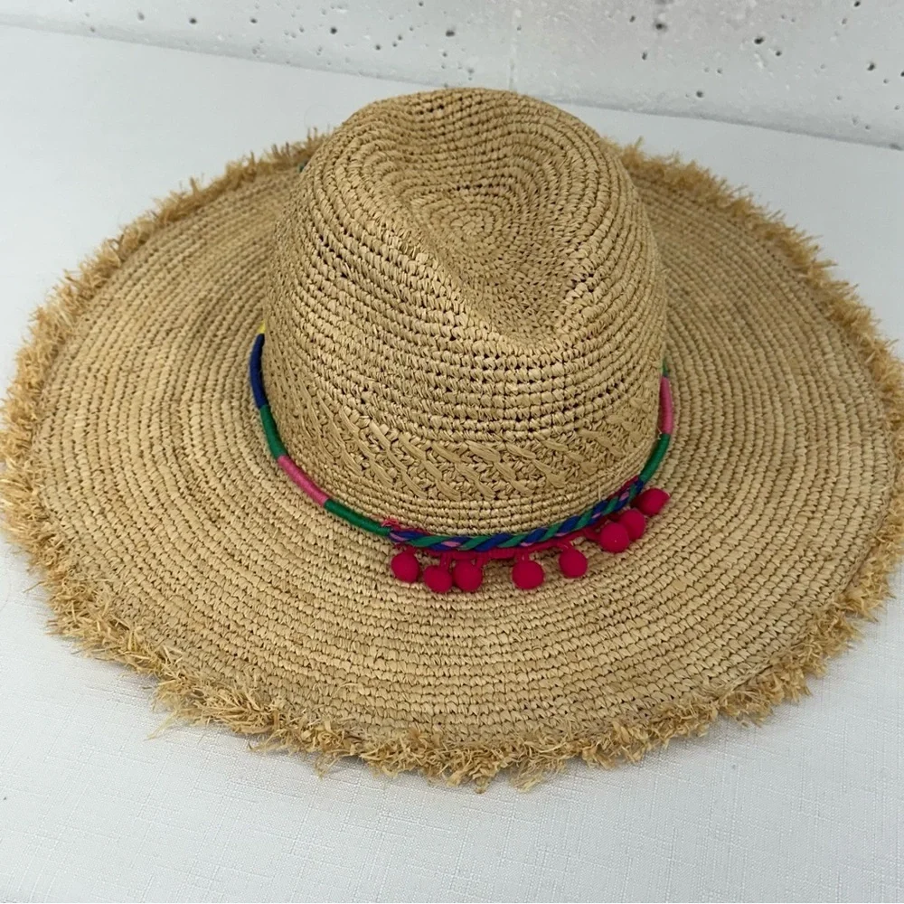 Caslon Rainbow Pom Tassel Straw Sun Hat